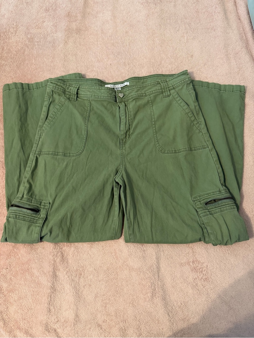 Celebrity Pink Green High-Rise Button Front Cargo Pants